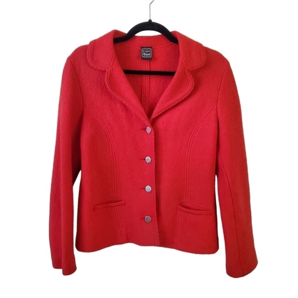 Boos Vintage Austrian Red Boiled Wool Jacket Size 38 - Picture 1 of 5